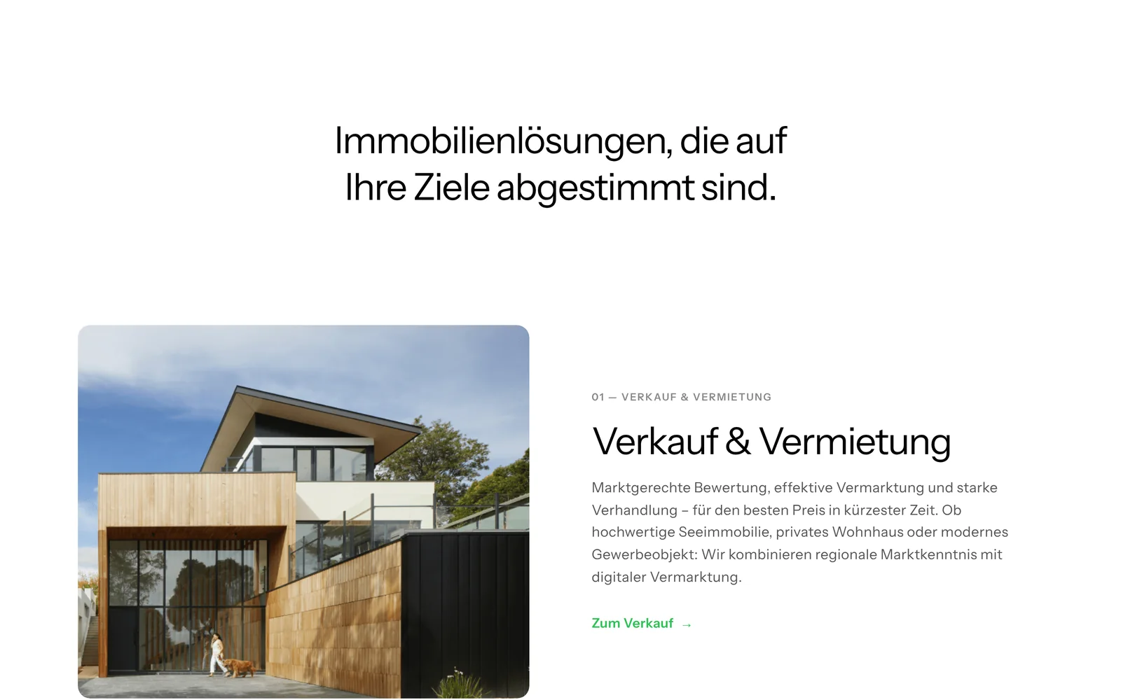 Startseite auf Deutsch: Immobilienlösungen, die auf Ihre Ziele abgestimmt sind.