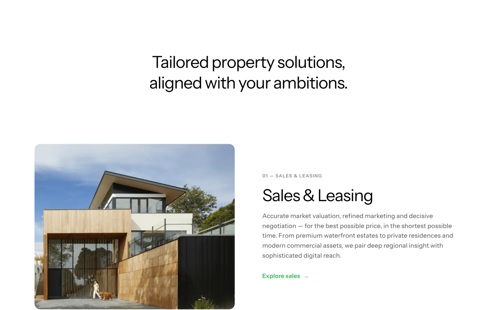 Startseite auf Englisch: Tailored property solutions