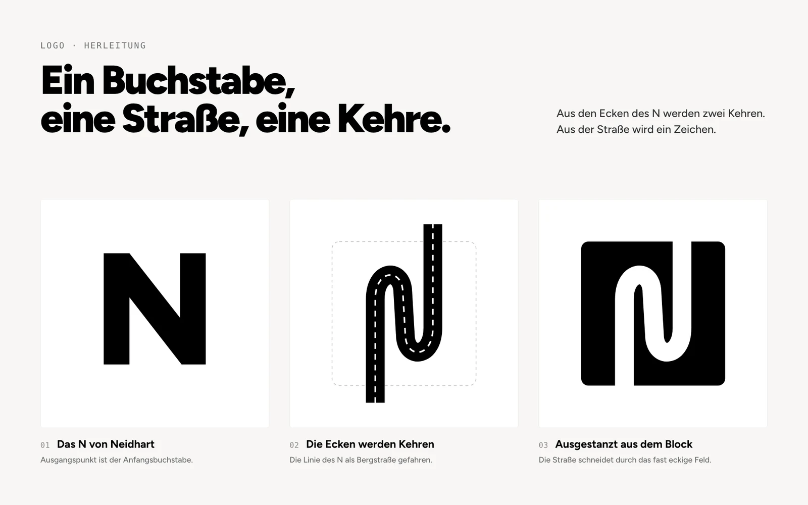 Herleitung des Neidhart Zeichens: das N, die Ecken werden Kehren, ausgestanzt aus dem Block