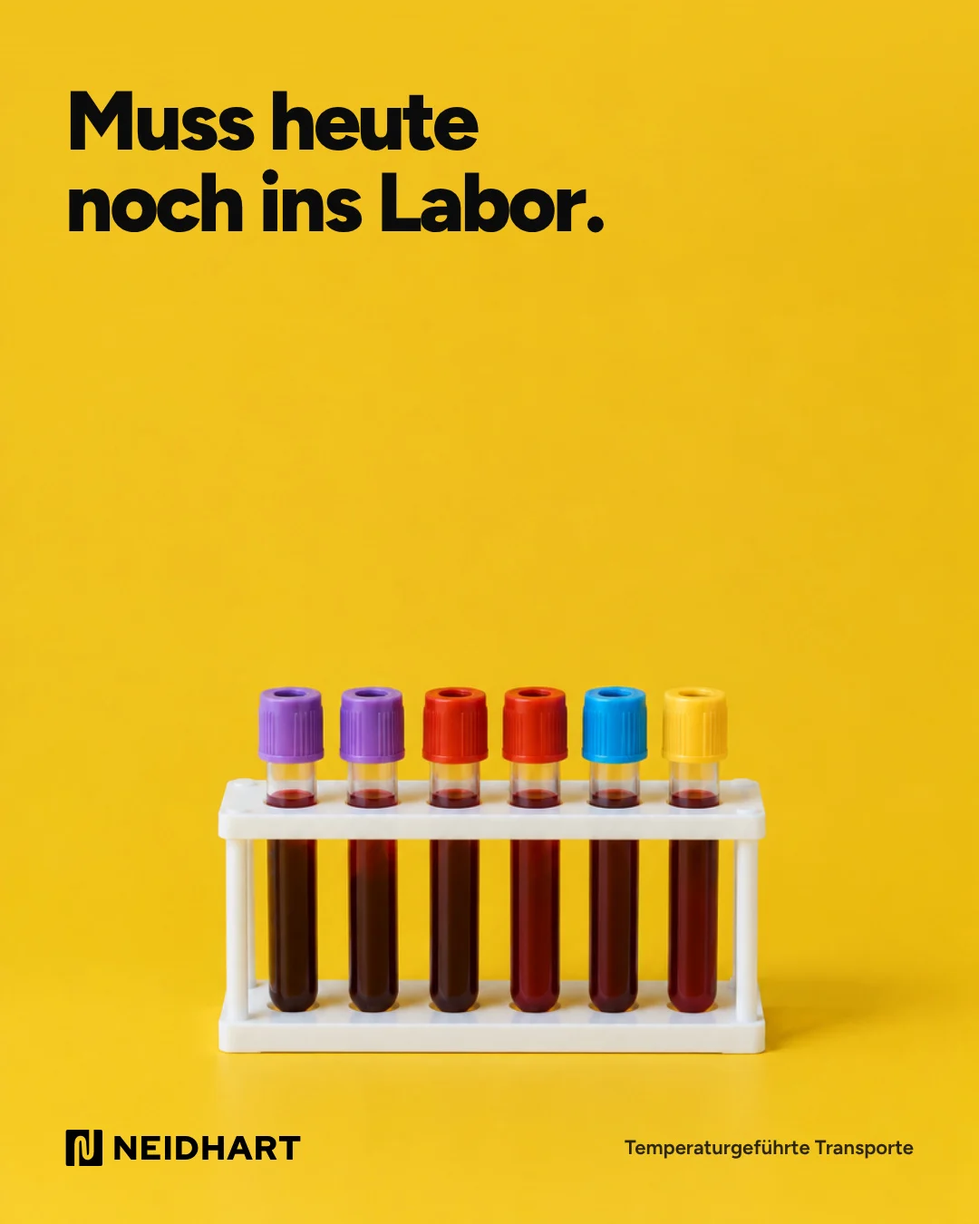 Post: Muss heute noch ins Labor. Probenröhrchen auf Gelb